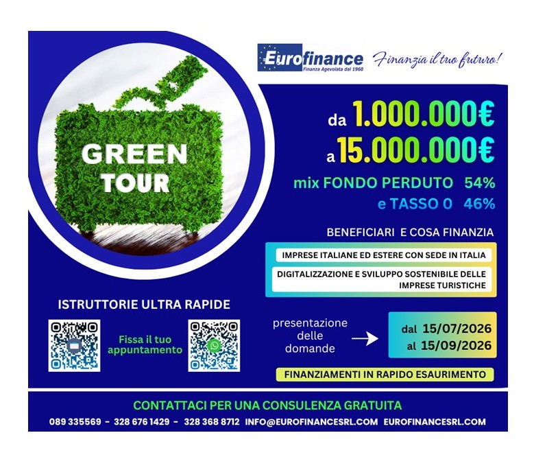 Al via da oggi l’accesso al bando "Green Tour" rivolto ad imprese turistiche e sostenibilità